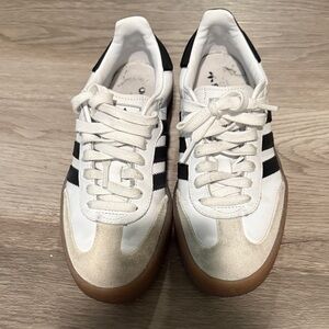 Adidas sambas White and Black Sneakers with Tan Accents